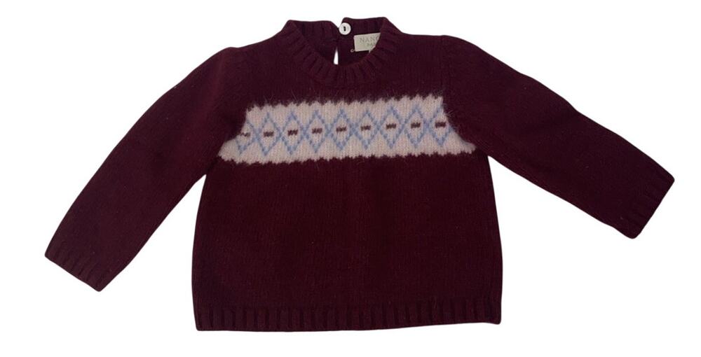 Nanos Baby Sweater with Button Closure Sz 12m Wool/angora Blend Maroon
